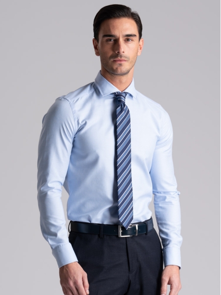 Camicia uomo azzurra armaturata collo semi francese