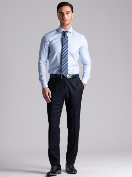 Camisa azul claro de caballero con cuello semifrancés reforzado 2