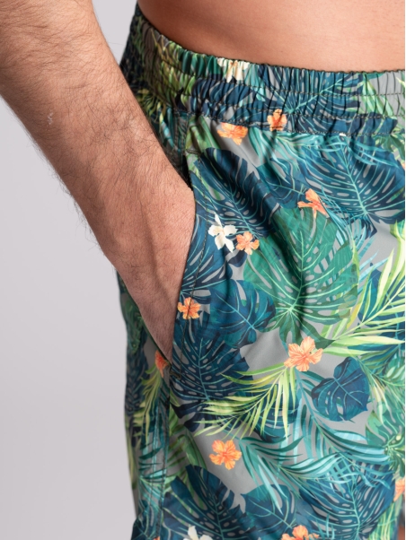 Traje de baño hombre fantasía tropical verde