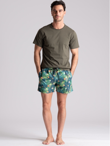 Traje de baño hombre fantasía tropical verde
