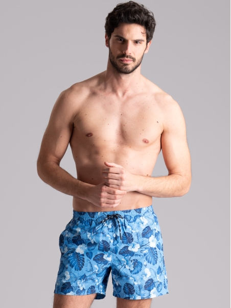 Costume da bagno uomo fantasia hawaii azzurro