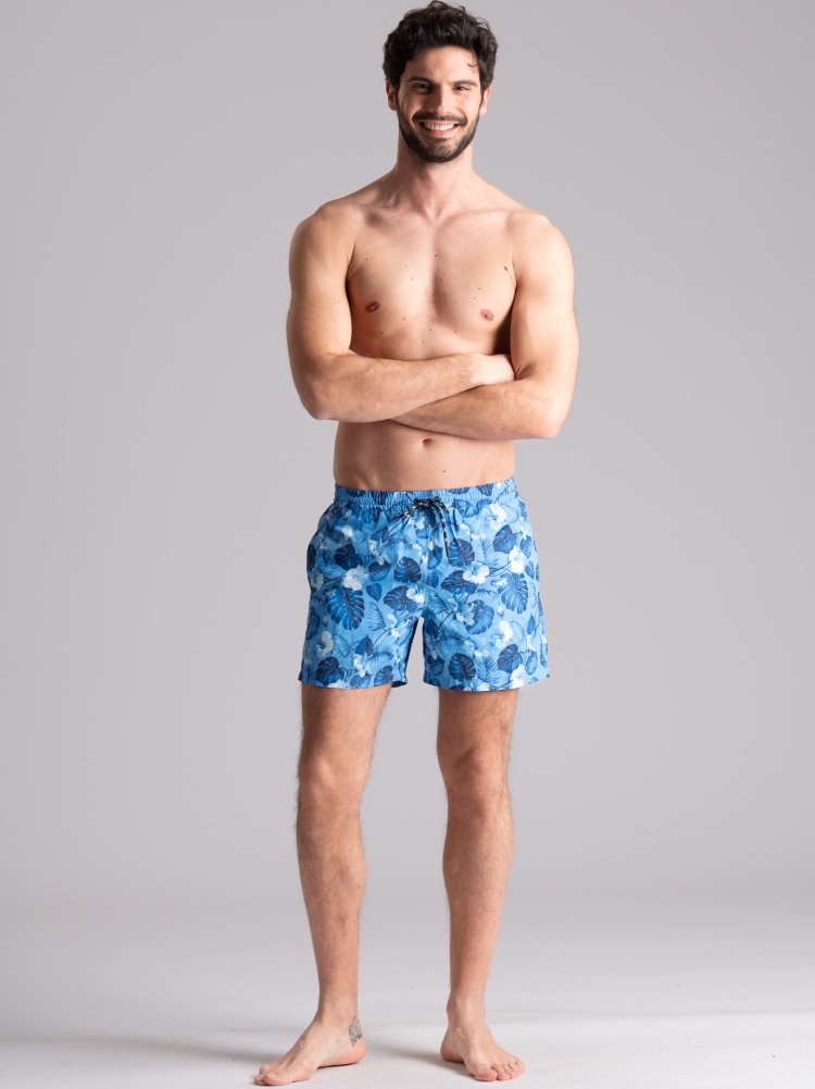 Costume da bagno uomo fantasia hawaii azzurro