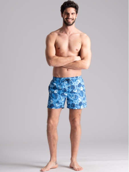 Costume da bagno uomo fantasia hawaii azzurro