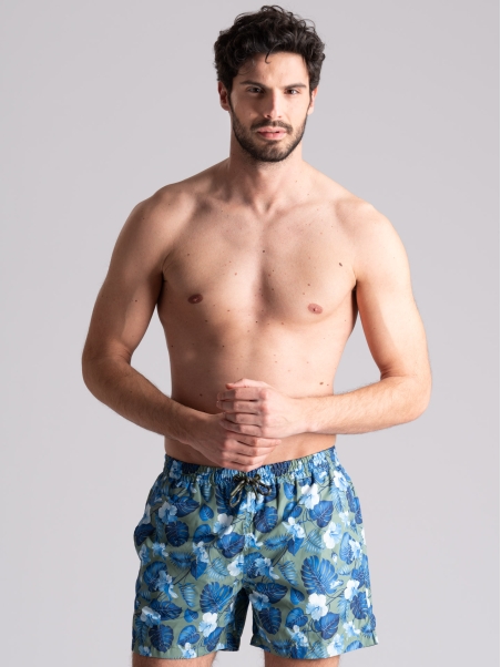 Bañador hawaiano de fantasía verde para hombre