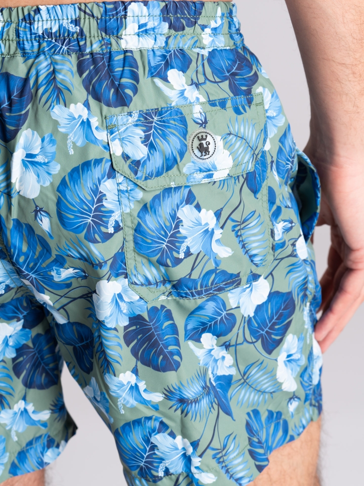 Bañador hawaiano de fantasía verde para hombre