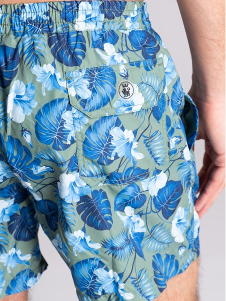 Bañador hawaiano de fantasía verde para hombre