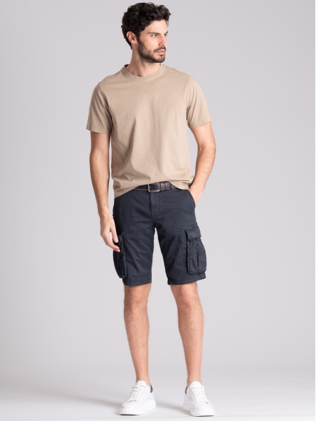 Bermudas cargo de hombre en gabardina de algodón efecto envejecido