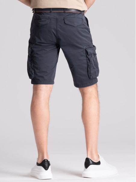 Bermudas cargo de hombre en gabardina de algodón efecto envejecido