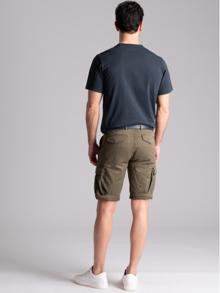 Bermudas cargo de hombre en gabardina de algodón efecto envejecido
