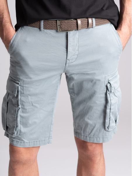Bermudas cargo de hombre en gabardina de algodón efecto envejecido