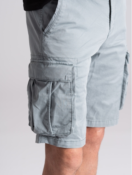 Bermudas cargo de hombre en gabardina de algodón efecto envejecido