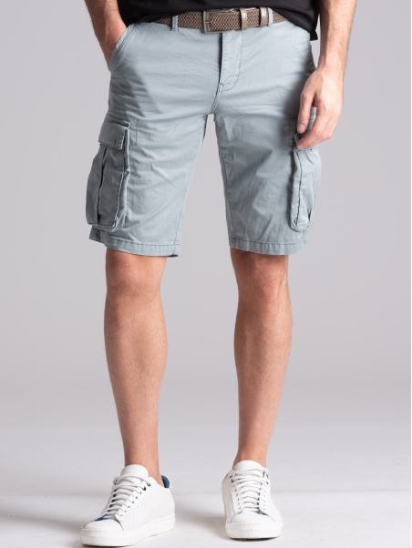 Bermudas cargo de hombre en gabardina de algodón efecto envejecido