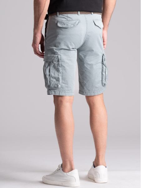 Bermudas cargo de hombre en gabardina de algodón efecto envejecido