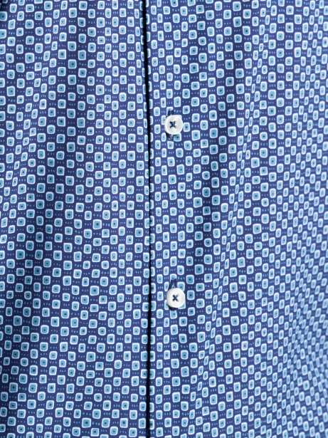 Camicia uomo TECNO micro disegno blu collo semi francese 2