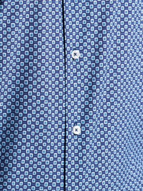 Camisa hombre TECNO micro diseño azul cuello semifrancés 2