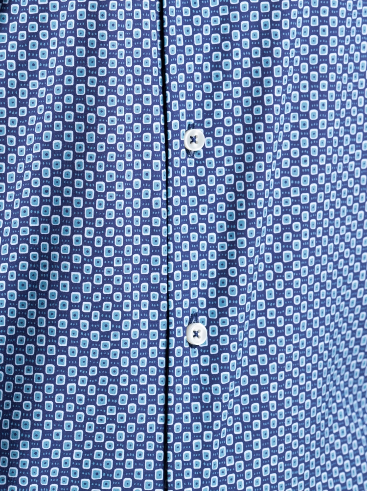 Camicia uomo TECNO micro disegno blu collo semi francese