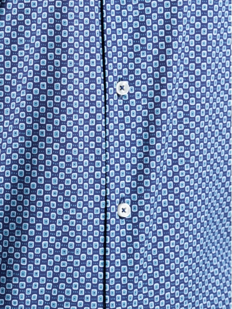 Camisa hombre TECNO micro diseño azul cuello semifrancés