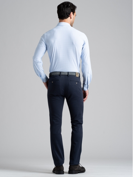 Camisa hombre TECNO micro diseño azul claro cuello semifrancés