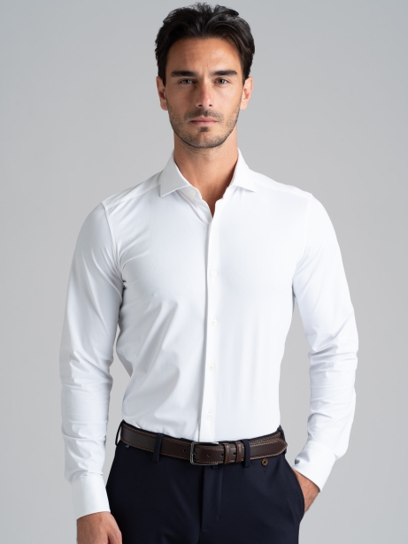 Camisa de hombre TECNO blanca cuello semifrancés 2