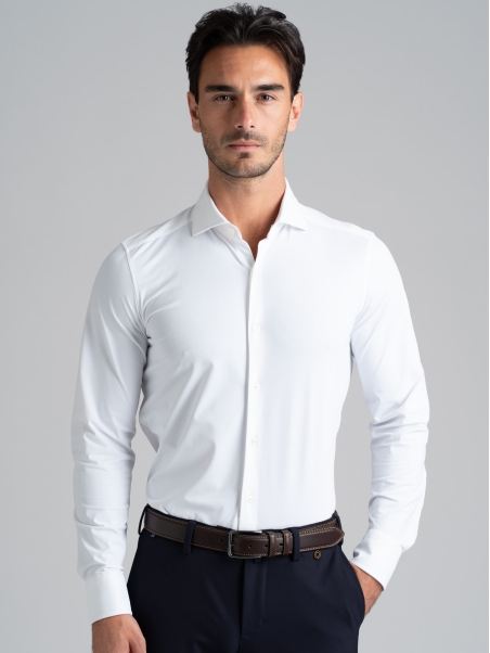 Camisa de hombre TECNO blanca cuello semifrancés