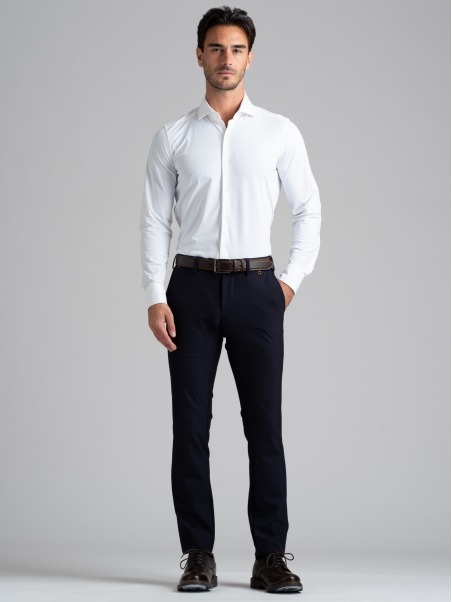 Camisa de hombre TECNO blanca cuello semifrancés