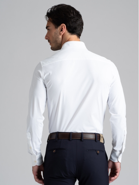 Camisa de hombre TECNO blanca cuello semifrancés