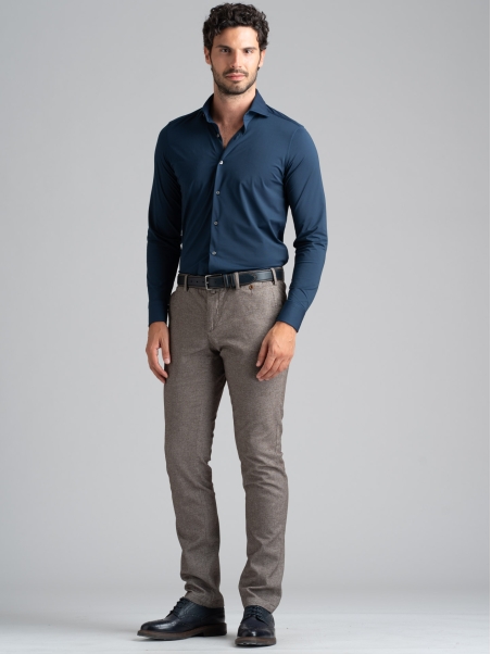 Camisa de hombre TECNO azul cuello semifrancés