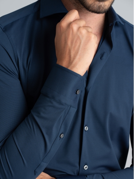 Camisa de hombre TECNO azul cuello semifrancés