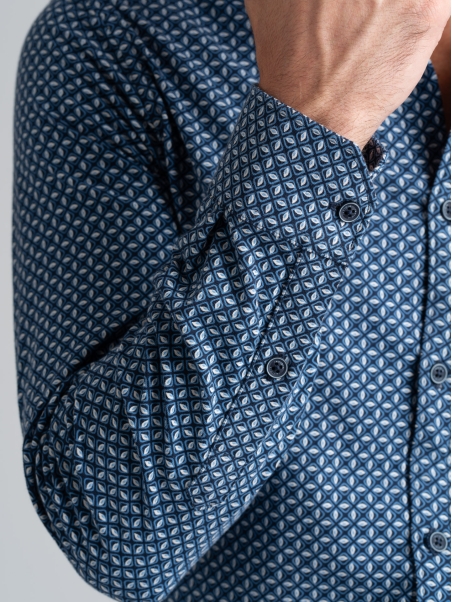 Camisa de caballero de punto fantasía con cuello semifrancés