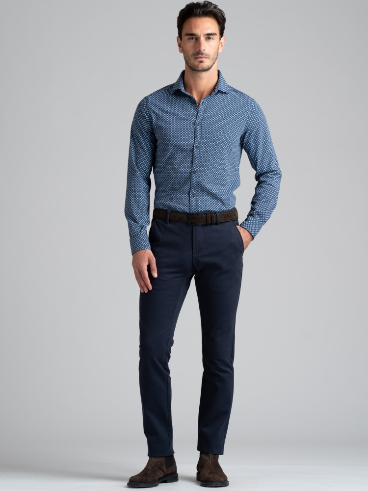 Camisa de caballero de punto fantasía con cuello semifrancés