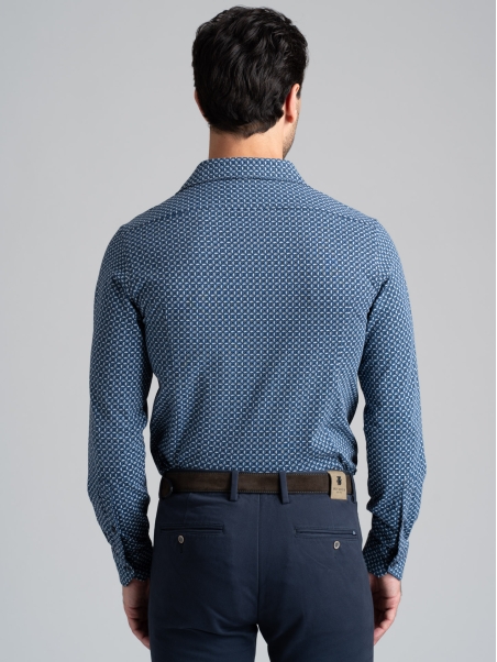 Camisa de caballero de punto fantasía con cuello semifrancés