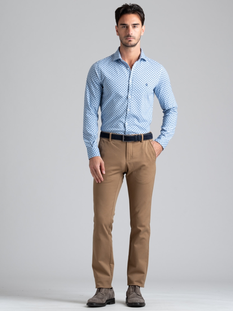 Camisa de caballero de punto fantasía con cuello semifrancés