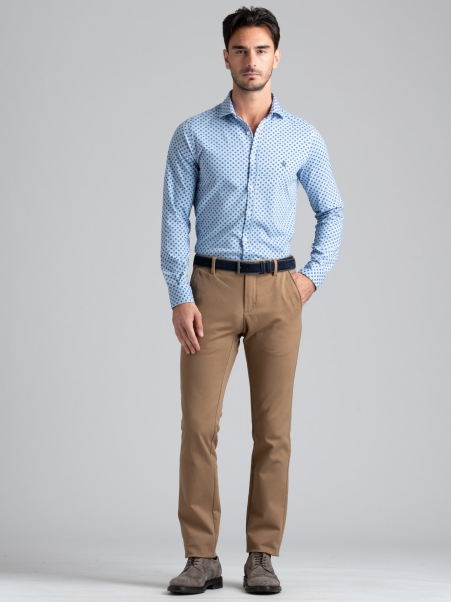 Camisa de caballero de punto fantasía con cuello semifrancés