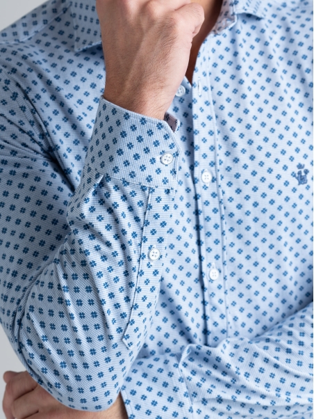 Camisa de caballero de punto fantasía con cuello semifrancés