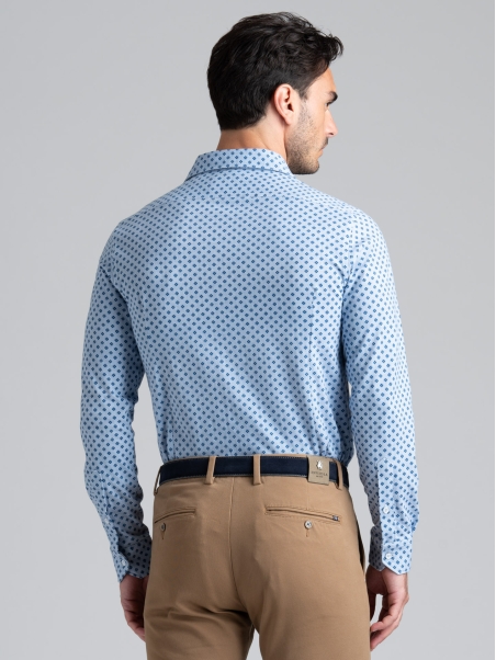 Camisa de caballero de punto fantasía con cuello semifrancés
