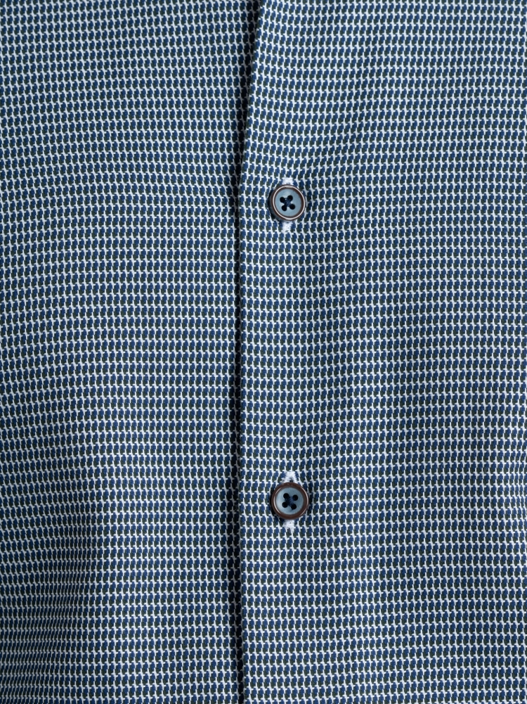 Camicia uomo con disegno geometrico blu e verde