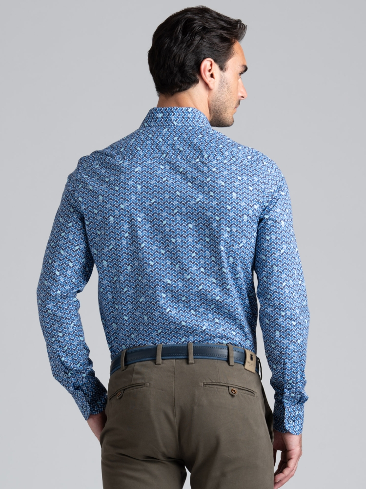 Camicia uomo con stampa fantasia geometrica