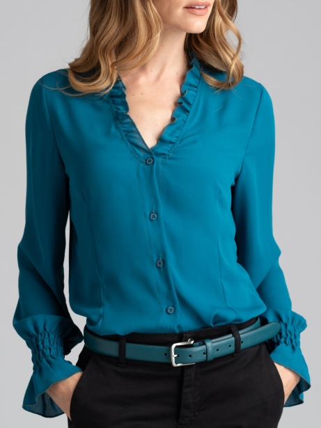 Camisa de mujer con cuello en V liso rouges