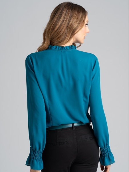 Camisa de mujer con cuello en V liso rouges
