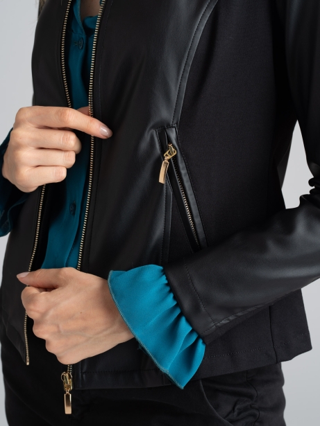 Chaqueta de piel sintética para mujer con inserciones de Punto Milano 2