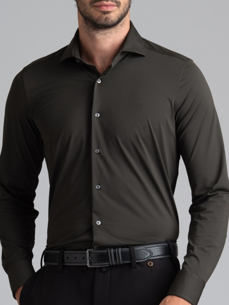 Camicia uomo TECNO verde collo semi francese 2