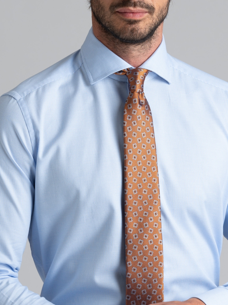 Corbata de caballero de seda microarmada con cuadros