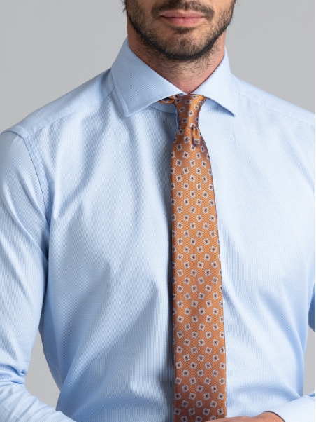 Corbata de caballero de seda microarmada con cuadros