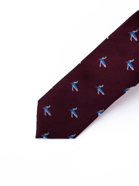 Corbata de caballero de seda con estampado de patos
