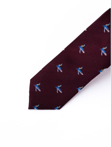 Corbata de caballero de seda con estampado de patos