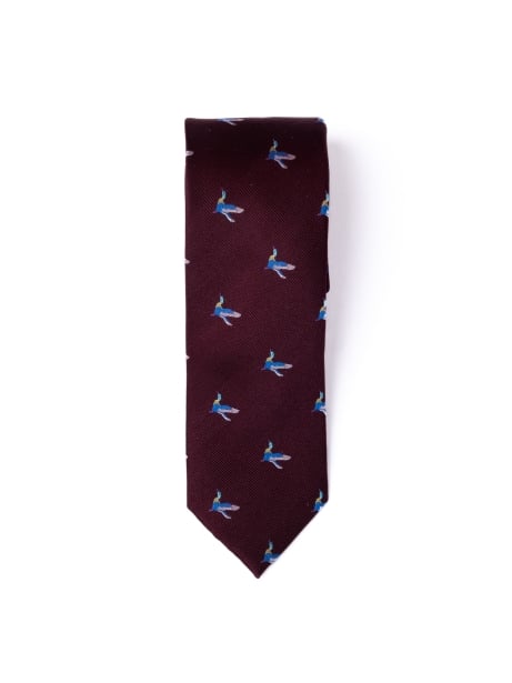 Corbata de caballero de seda con estampado de patos 2