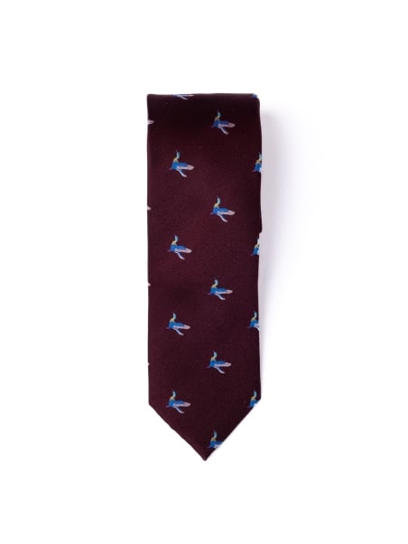 Corbata de caballero de seda con estampado de patos