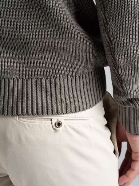 Jersey de algodón con cuello redondo para hombre, galga 7