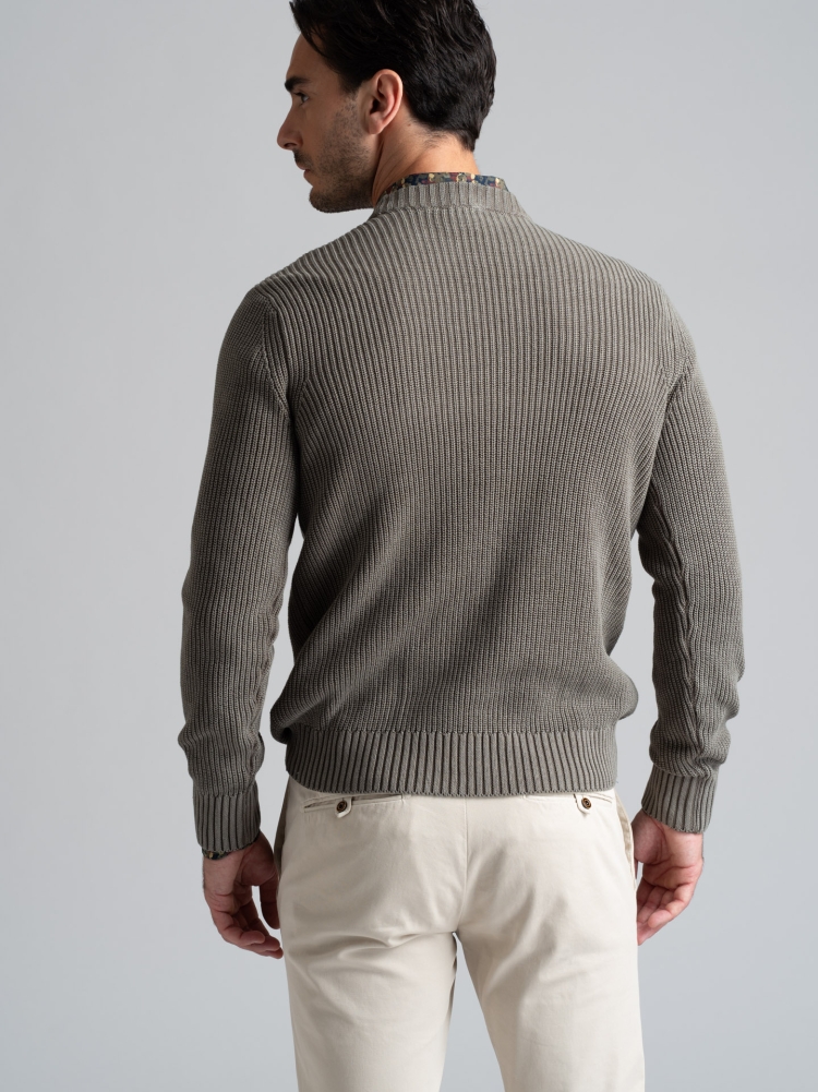 Jersey de algodón con cuello redondo para hombre, galga 7