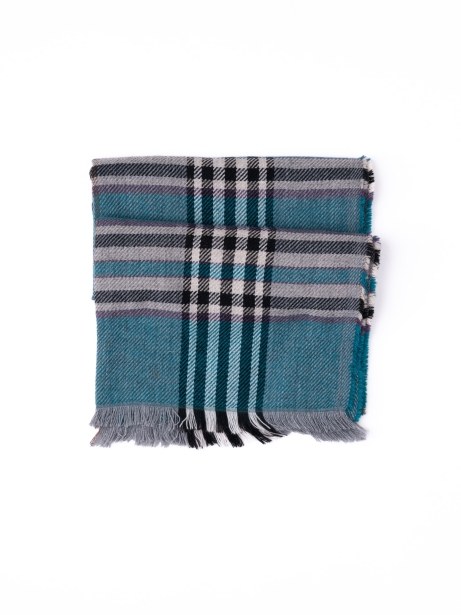Pañuelo con flecos y estampado de madrás de color cobrizo 2